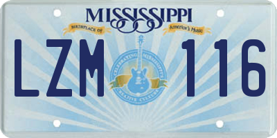 MS license plate LZM116