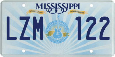 MS license plate LZM122