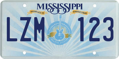 MS license plate LZM123
