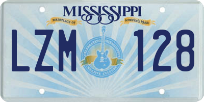 MS license plate LZM128