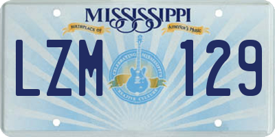 MS license plate LZM129