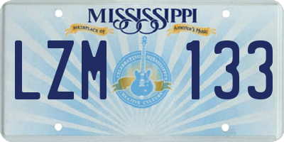 MS license plate LZM133