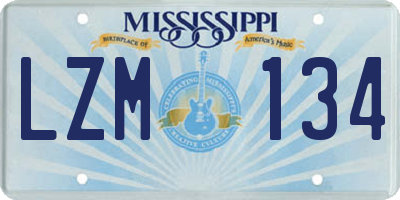 MS license plate LZM134