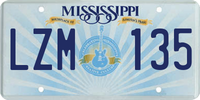MS license plate LZM135