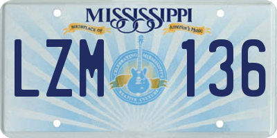 MS license plate LZM136