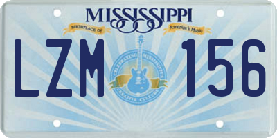 MS license plate LZM156