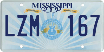 MS license plate LZM167
