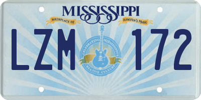 MS license plate LZM172