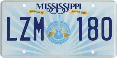 MS license plate LZM180