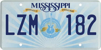 MS license plate LZM182