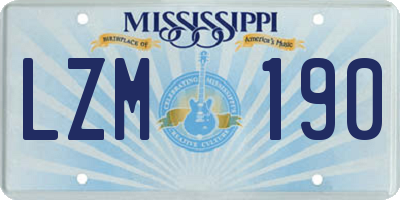 MS license plate LZM190