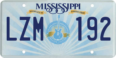 MS license plate LZM192