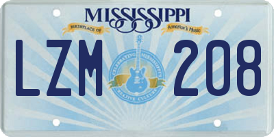 MS license plate LZM208