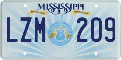 MS license plate LZM209