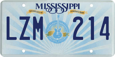MS license plate LZM214