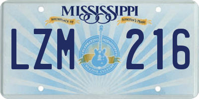 MS license plate LZM216
