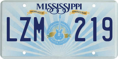 MS license plate LZM219