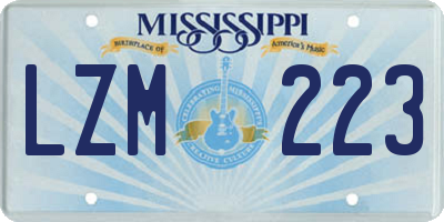 MS license plate LZM223