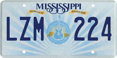 MS license plate LZM224