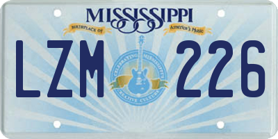 MS license plate LZM226