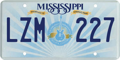 MS license plate LZM227
