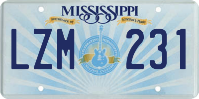 MS license plate LZM231