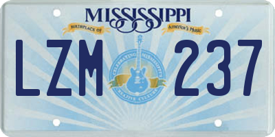 MS license plate LZM237