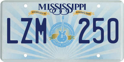 MS license plate LZM250