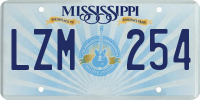 MS license plate LZM254