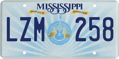MS license plate LZM258