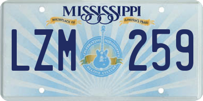 MS license plate LZM259