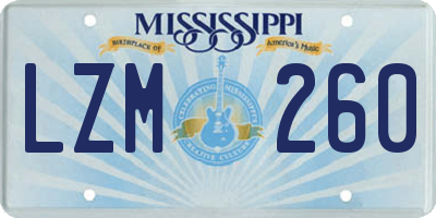 MS license plate LZM260