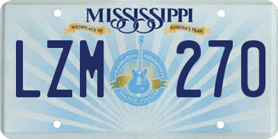 MS license plate LZM270