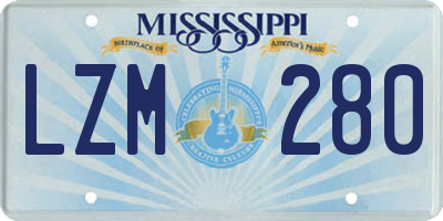 MS license plate LZM280