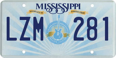 MS license plate LZM281