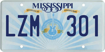 MS license plate LZM301