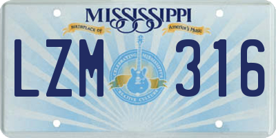 MS license plate LZM316
