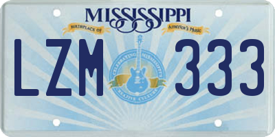 MS license plate LZM333