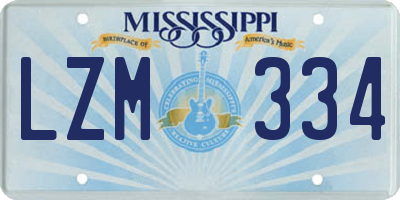 MS license plate LZM334