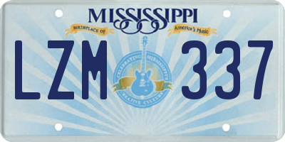 MS license plate LZM337