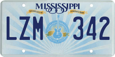 MS license plate LZM342