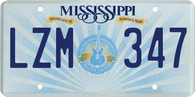 MS license plate LZM347