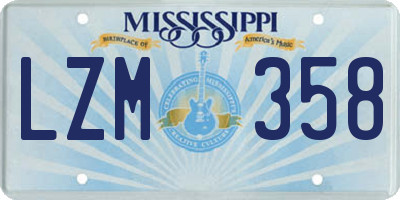 MS license plate LZM358