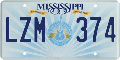 MS license plate LZM374