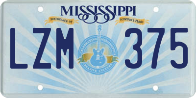 MS license plate LZM375