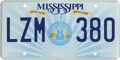 MS license plate LZM380