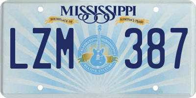 MS license plate LZM387