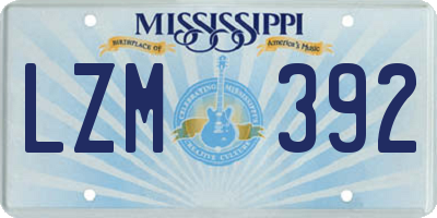 MS license plate LZM392