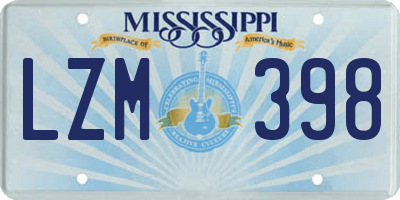 MS license plate LZM398