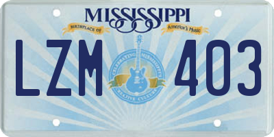 MS license plate LZM403